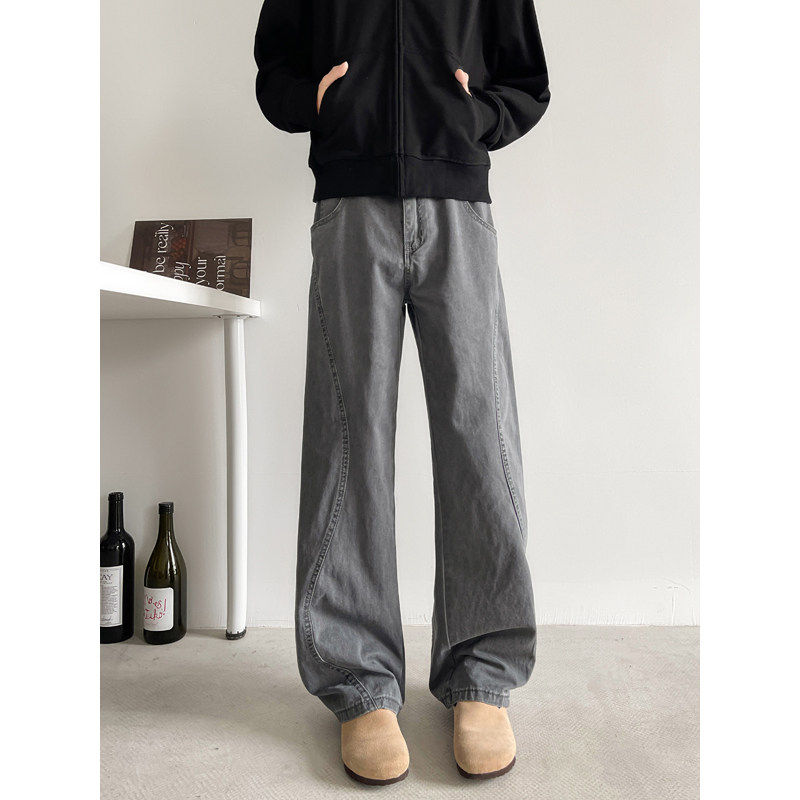 美式牛仔裤夏季复古男款夏季百搭宽松直筒水洗潮流弯刀休闲牛仔裤