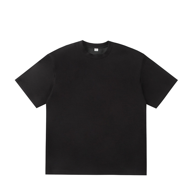 重磅纯棉短袖T恤男女同款宽松圆领黑色夏季简约上衣