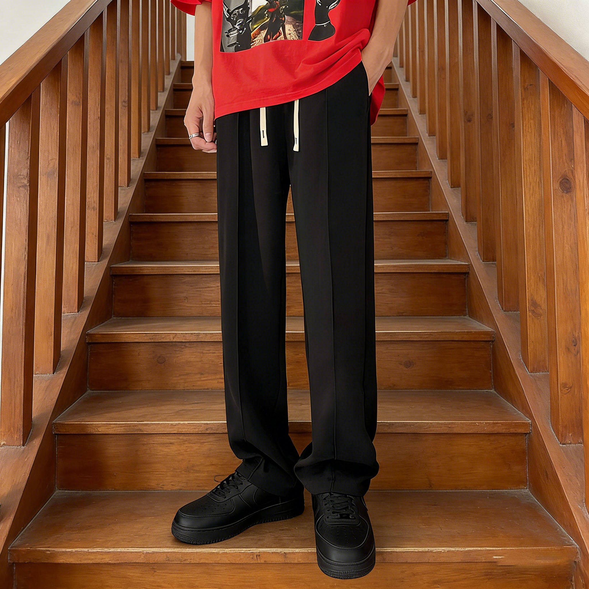 冰丝裤子男士春季2026新款垂感直筒西裤宽松阔腿夏天薄款休闲长裤