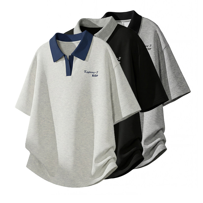 2026新款学院风撞色刺绣简约痞帅高级感情侣POLO衫短袖T恤男