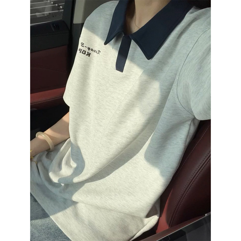 2026新款学院风撞色刺绣简约痞帅高级感情侣POLO衫短袖T恤男女