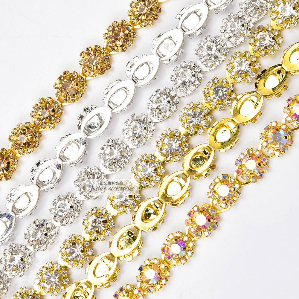 高档12mm太阳花链带底扣 手缝玻璃水钻链diy服装礼服鞋饰包包配件,饰品/流行首饰/时尚饰品新,链条,淘宝优惠券,粉丝福利购,淘宝优惠卷