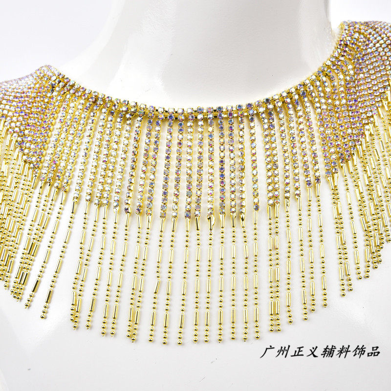 金银玻珠AB彩水钻流苏链条diy演出服婚纱装饰窗帘鞋包饰品