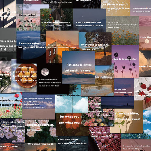 50张风景英文短句贴纸防水