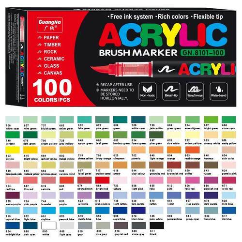 1-120 Colors GuangNa Set Acrylic Paint Markers Brush Tip Pai
