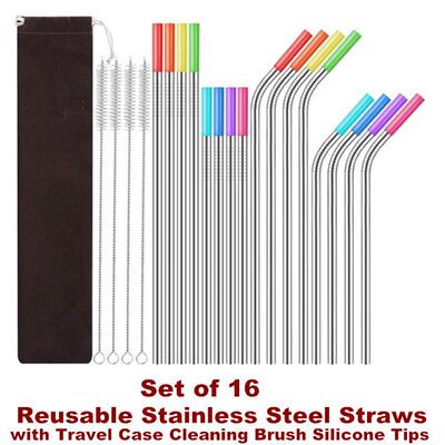 Reusable Stainless Steel Straws Metal Drinking for Tumbler