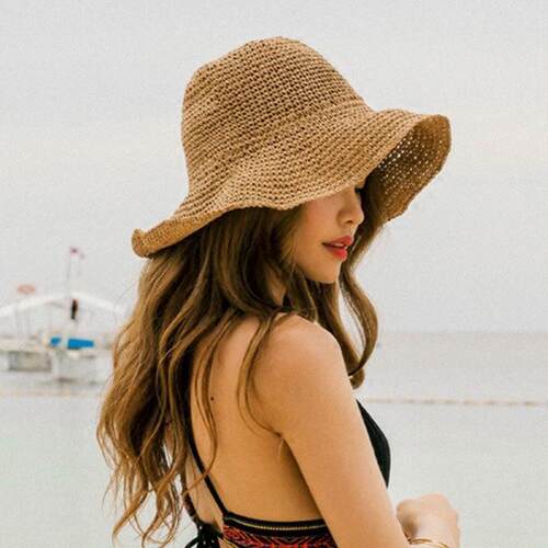 Simple Girl Sun Hat Wide Brim Floppy Summer Hats for Women B