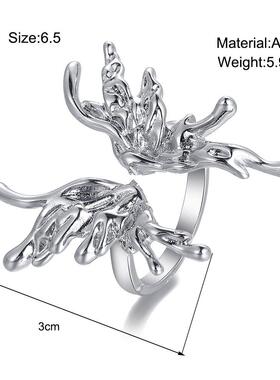 Butterfly open ring lady食指戒小众高级感液态蝴蝶开 口戒指女