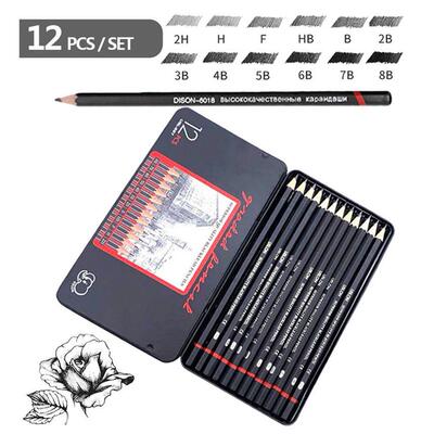 12 PCS/LOT graphite pencil set 6H-14B Professional sketch笔