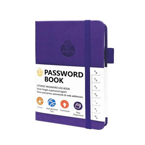 A6 Password Keeper Book with Alphabetical Tabs, Hardcover Pa