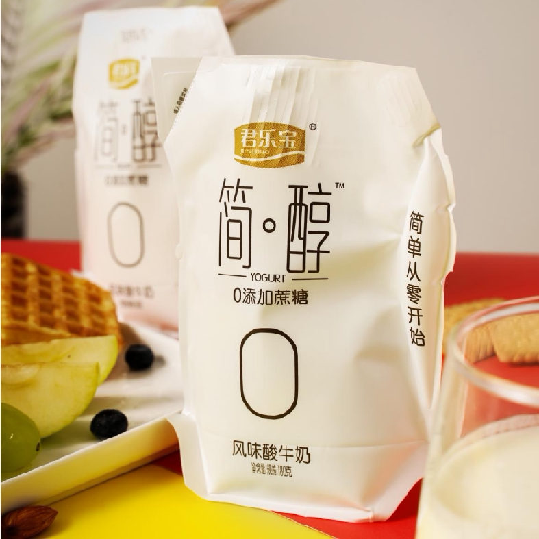 君乐宝简醇酸奶0添加蔗糖网红风味180g*12壶装礼盒整箱酸牛奶