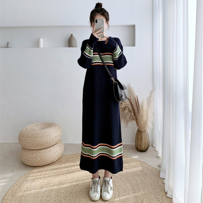 加厚保暖毛衣裙女秋冬慵懒宽松