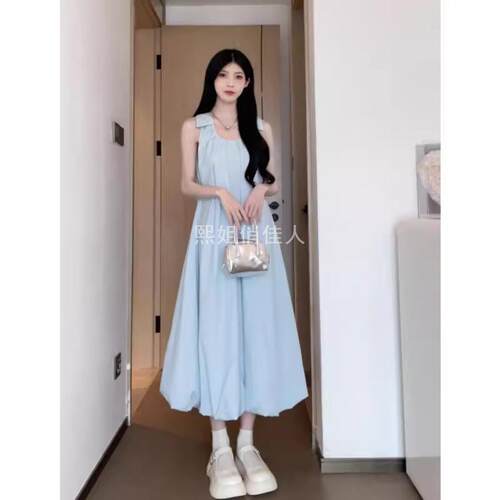 2026夏季新款百褶花苞中长裙女
