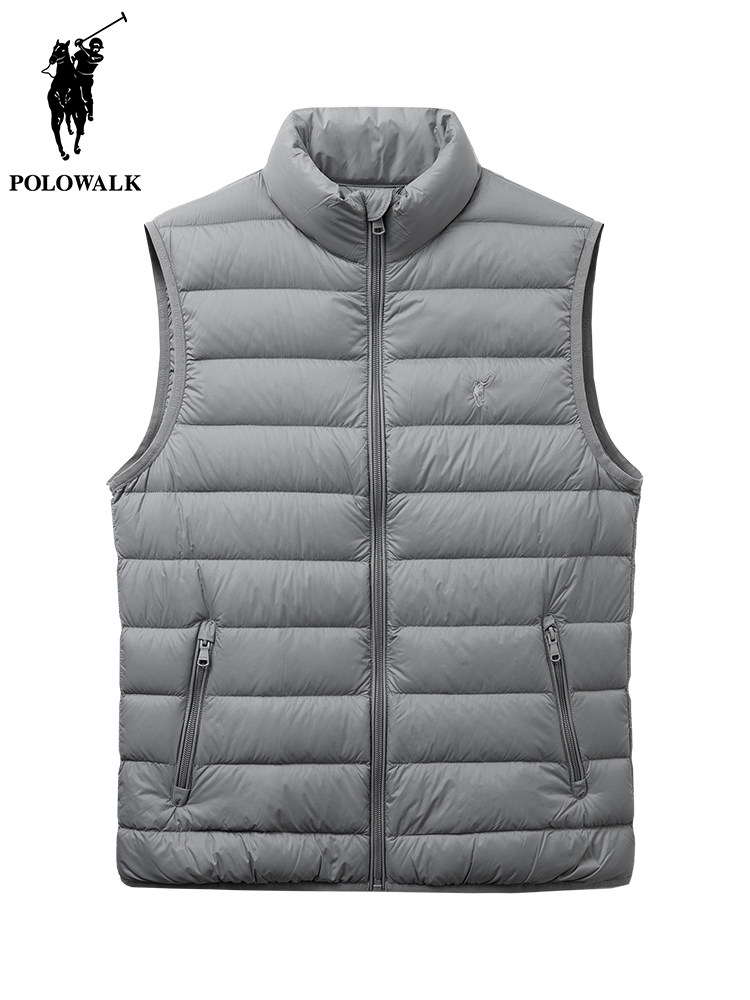 POLOWALK MENS STAND COLLAR LIGHT DOWN VEST AUTUMN WINTER NEW PAUL CASUAL SOLID COLOR 90 DUCK DOWN VEST TIDE
