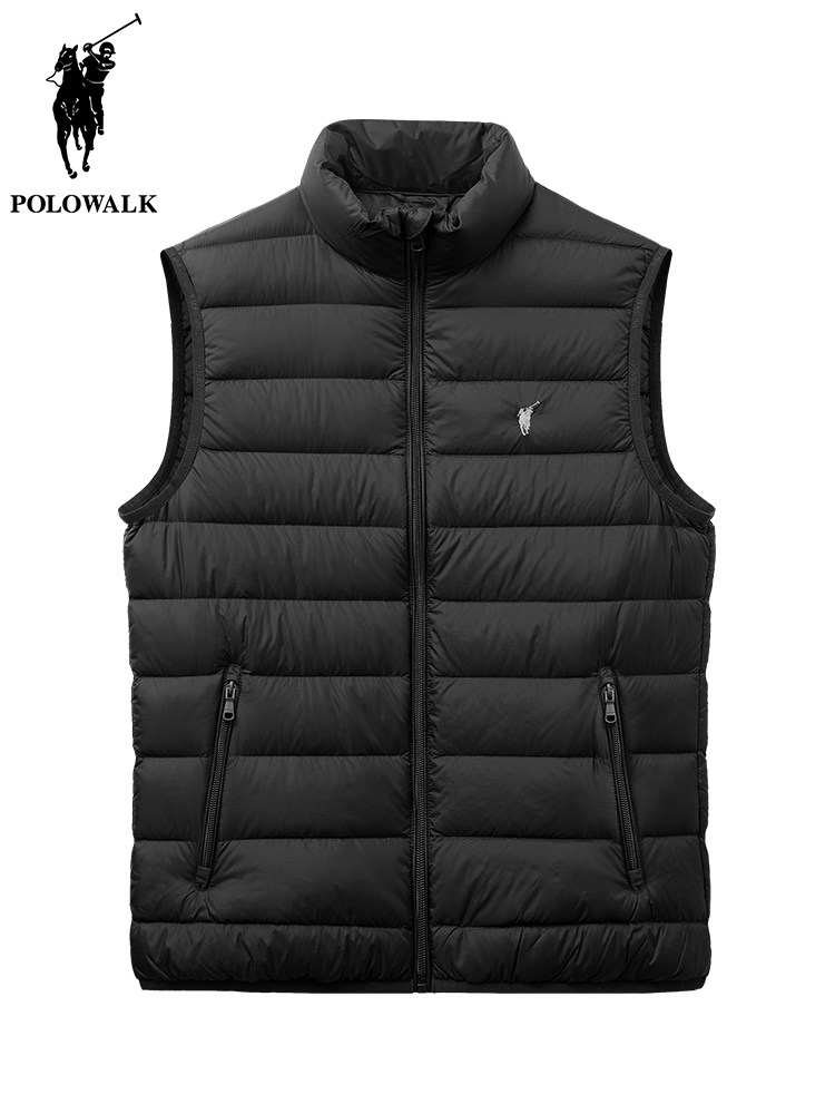 POLOWALK MENS STAND COLLAR LIGHT DOWN VEST AUTUMN WINTER NEW PAUL CASUAL SOLID COLOR 90 DUCK DOWN VEST TIDE