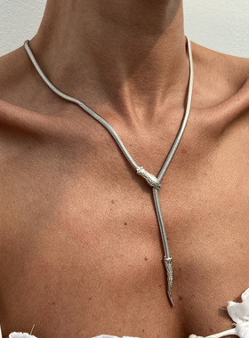 欧美设计感金属编织蛇骨链条项链