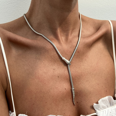 欧美设计感金属编织蛇骨链条项链