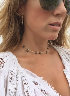 欧美时尚跨境饰品 简约百搭大众款创意脚链 多色系珍珠松石项链女