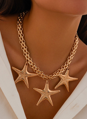 欧美跨境嘻哈金属风爱心吊坠链条