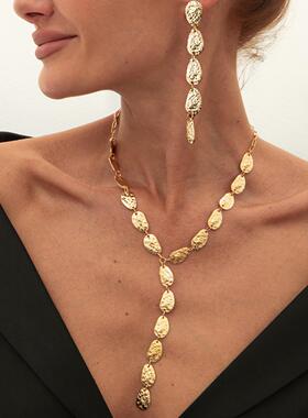 欧美跨境设计感敲打纹金属圆片