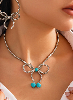 欧美跨境复古ins蝴蝶结吊坠串珠