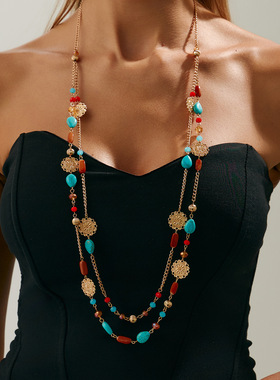 欧美跨境波西米亚仿松石串珠流苏