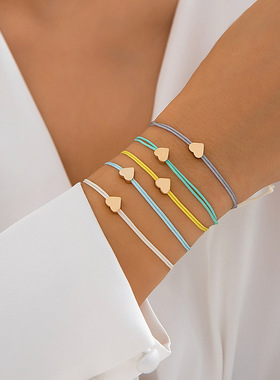 欧美跨境饰品简约抽拉小爱心多件