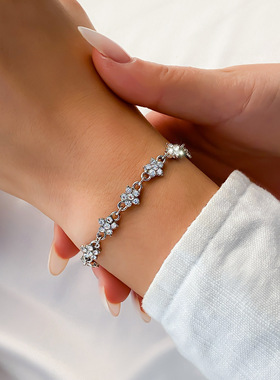 欧美跨境饰品气质简约镶钻雪花手