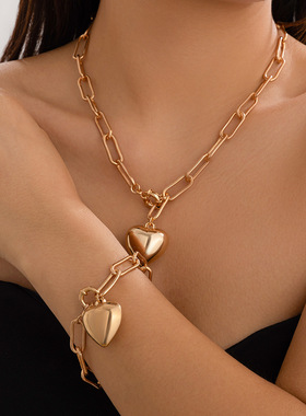 欧美跨境甜酷风爱心吊坠necklace