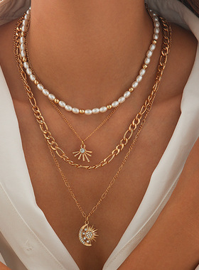 欧美法式复古粒珍珠项链女气质冷