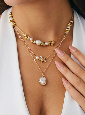 欧美跨境巴洛克ins异形仿珍珠串