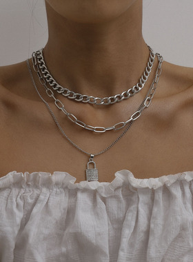 欧美跨境饰品气质冷淡风金属链条