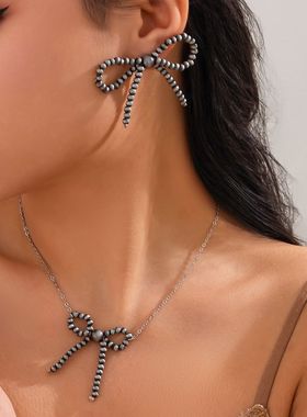 欧美跨境时尚ins风蝴蝶结吊坠项