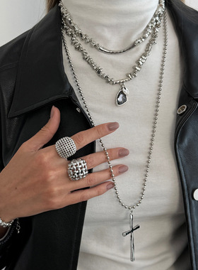 欧美风轻奢不规则碎银CCB串珠锁