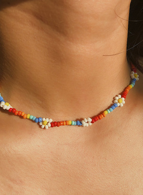 欧美跨境饰品彩色米珠手工串珠项