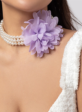 欧美跨境饰品复古仿珍珠花卉串珠