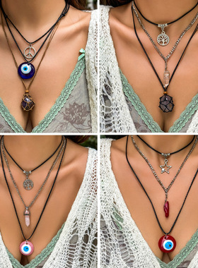 欧美跨境饰品恶魔蓝眼睛复古串珠