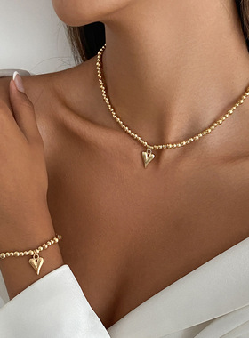 欧美跨境甜酷ins风金属爱心形吊