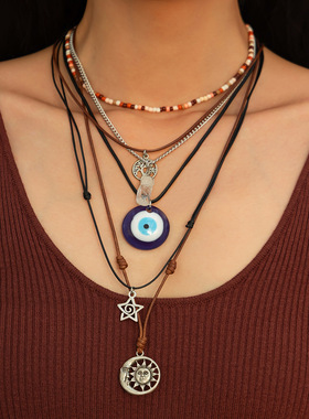 欧美跨境复古蓝色眼睛不规则碎石