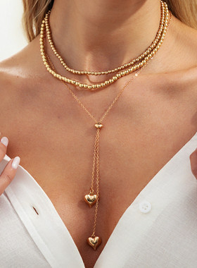 欧美跨境嘻哈ins风CCB串珠锁骨项