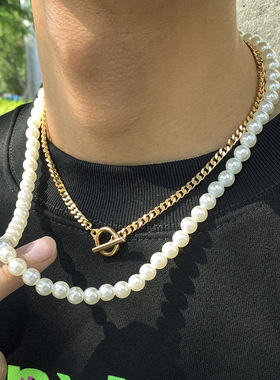 欧美跨境饰品复古个性仿珍珠男士