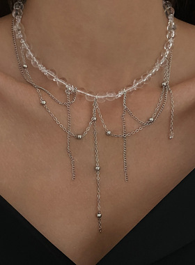 欧美跨境辣妹ins风金属链条流苏