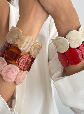 欧美跨境夸张ins风晕染树脂圆弧