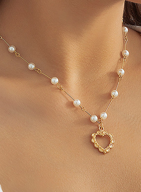 欧美跨境饰品简约单层镂空心形吊