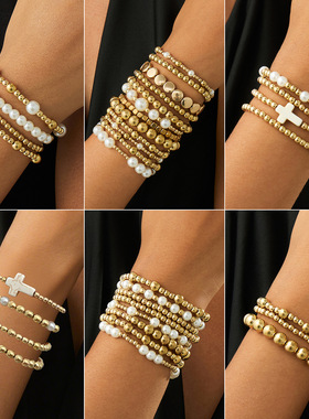 欧美跨境嘻哈ins十字架手链套装