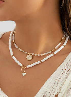 欧美跨境饰品简约软陶片串珠月亮