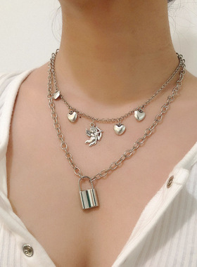 欧美跨境饰品小众设计感锁形时尚