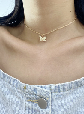 欧美跨境饰品极简细链条单层锁骨