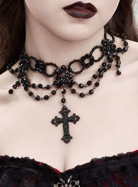 欧美跨境暗黑哥特风十字架吊坠项