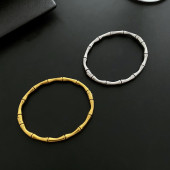 欧美简约复古金银钛钢竹节开扣手镯女潮网红高级感冷淡风个性 配饰